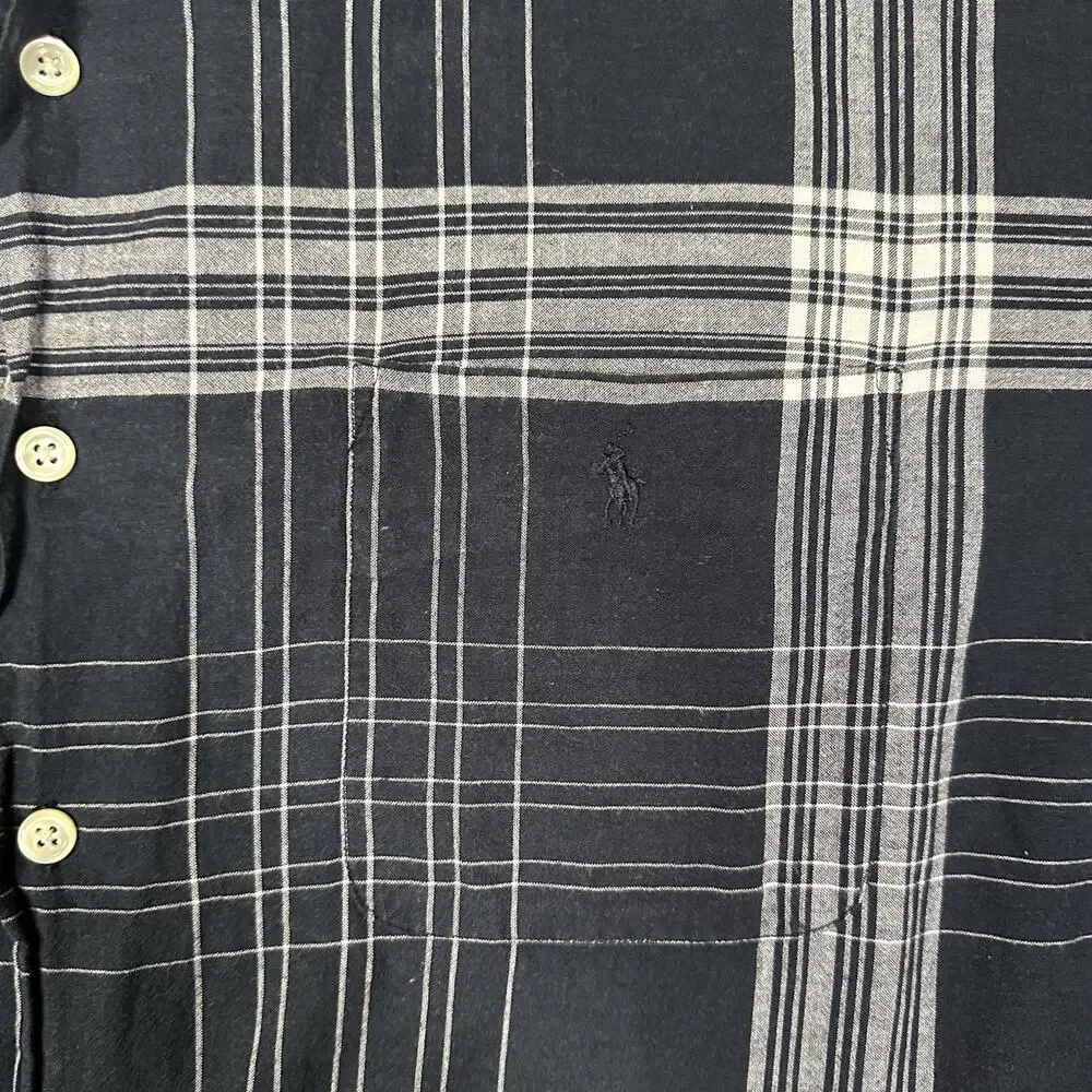 Polo Ralph Lauren Caldwell Shirt Men's XXL Blue Madras Plaid Collar Cotton